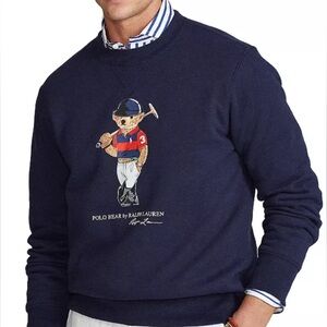 Polo Ralph Lauren Polo Player Bear Crewneck Sweatshirt Navy Men’s Large EUC
